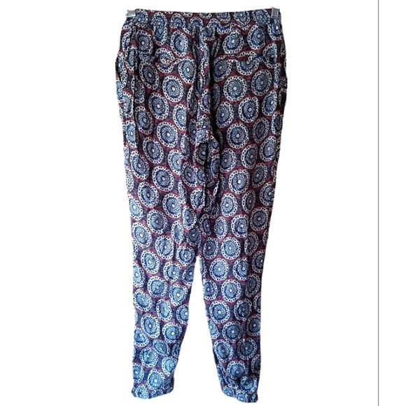 Sundance Mandala Print Zippered Ankle Jogger Pants Pockets Size XS - Picture 2 of 6